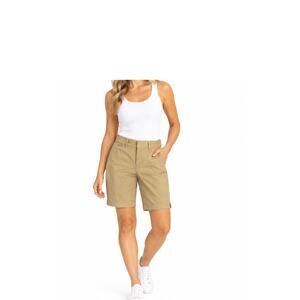Bass Shorts Womens Size 12 Tan Cotton Chino Mid Rise Casual Classic Pockets Prep